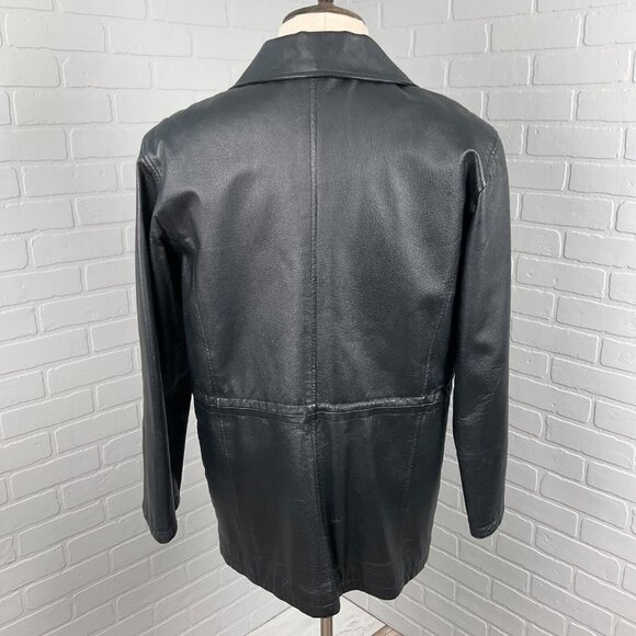 Middlebrook Park Jacket Men Small Black Leather Anorak Zip Retro Coat‎ Casual - Picture 3 of 14